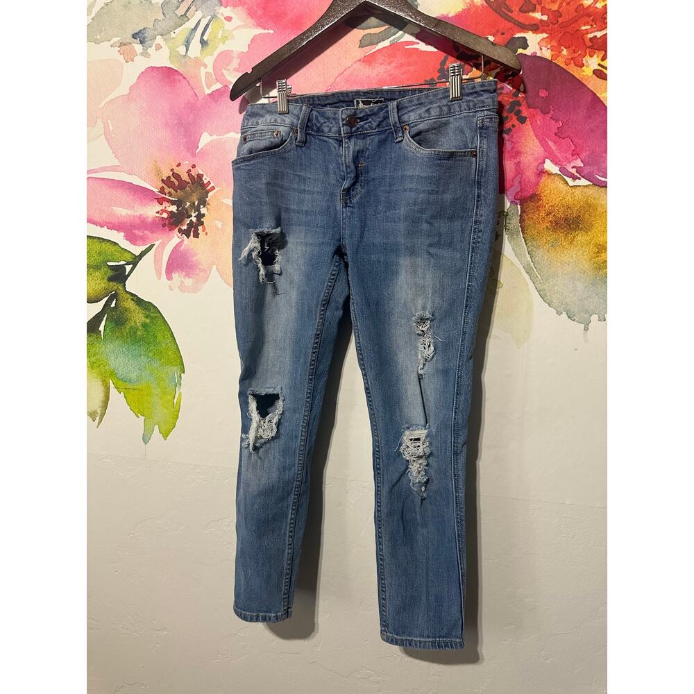 Soundgirl Jeans Women's Juniors Size 11 Distressed Light Wash Mid Rise Straight